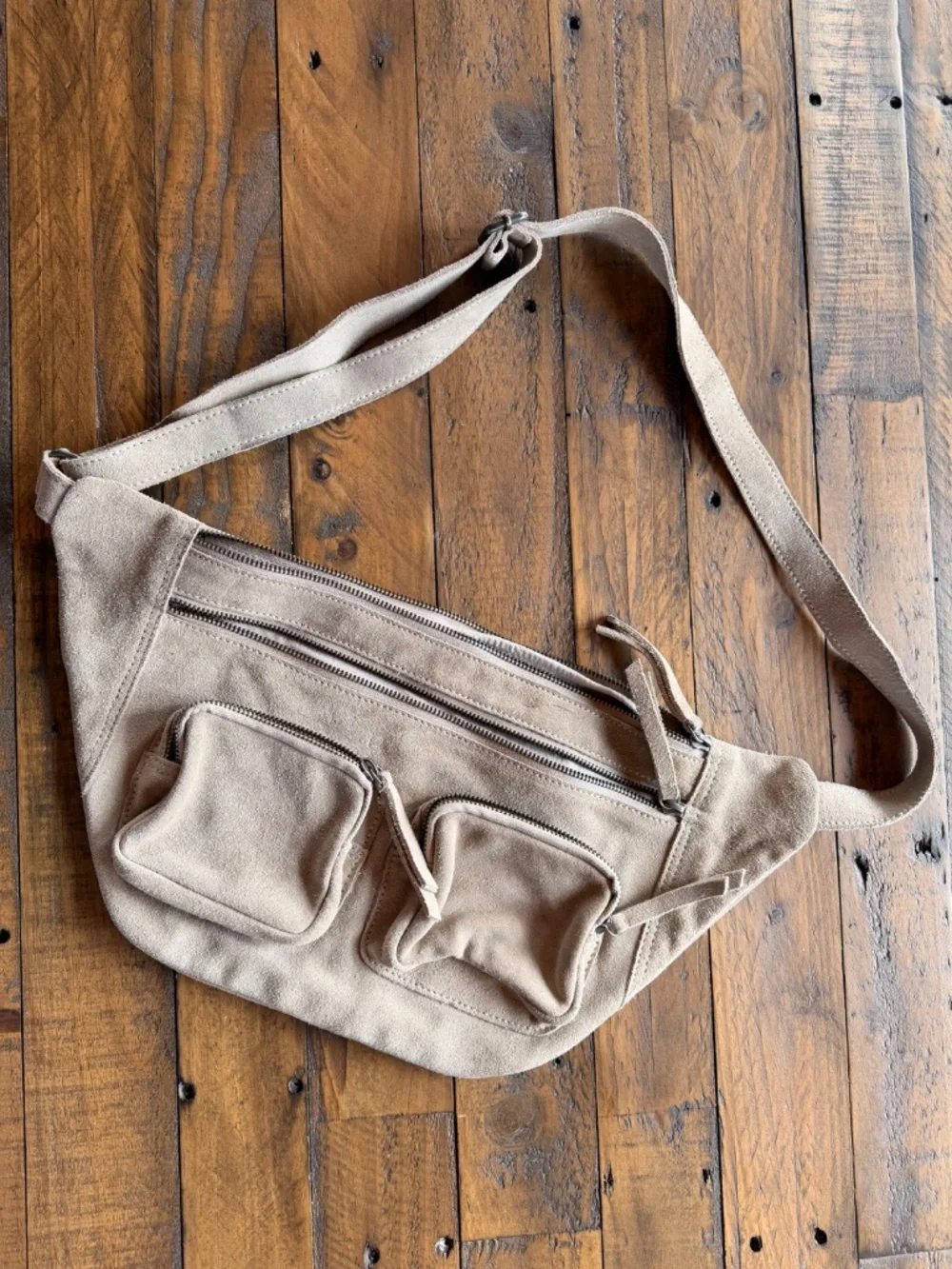 Free People Samara Suede Sling Bag Rock Salt Neutral Crossbody Belt Bag - Picture 5 of 10